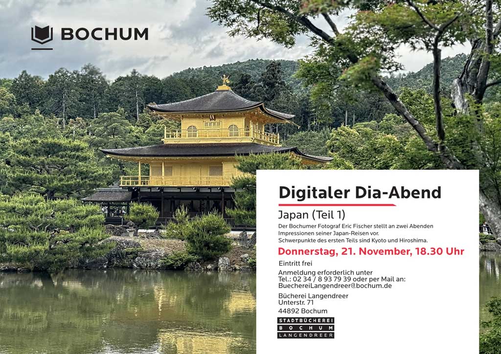 Flyer Digitaler Dia-Abend "Japan (Teil 1) Schwerpunkte - Kyotoi und Hiroshima